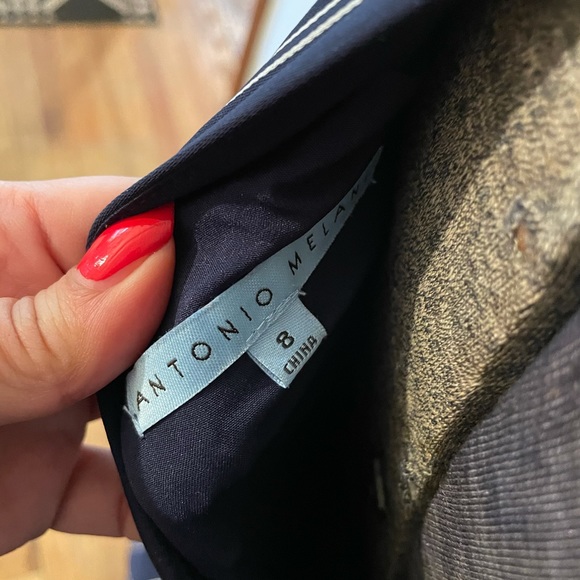 Antonio Melani Navy Midi Dress w/ White Stripes 8 - Picture 4 of 4